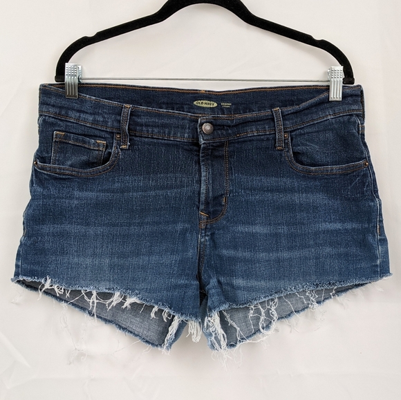 Old Navy Cut Off High Waist Shorts Custom Distressed Bleach Dipped Denim size 14 - Picture 1 of 11